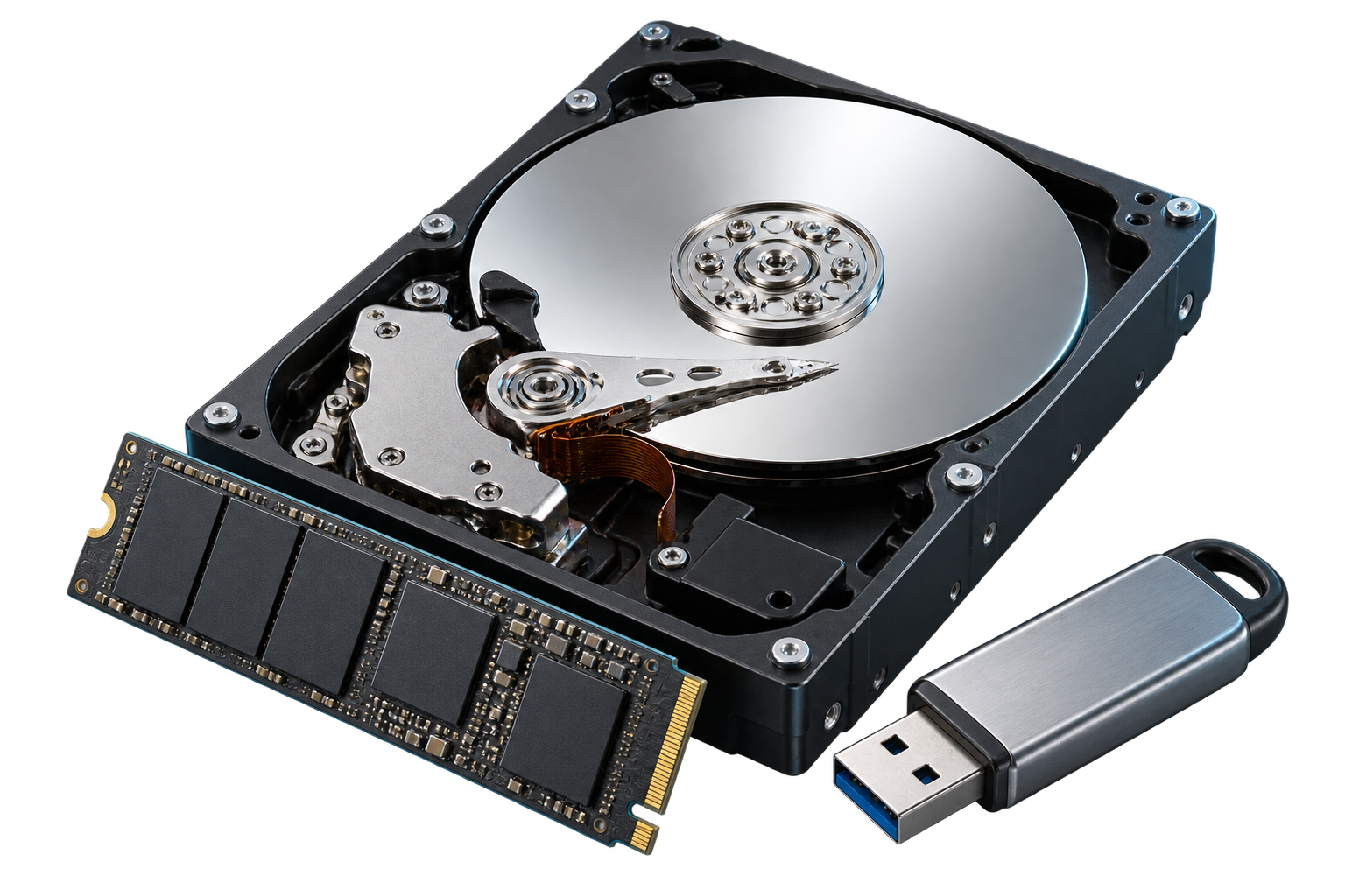 Hard drive, SSD and USB storage devices for data recovery